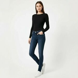 True Religion Jeans Womens Size 25 Dark Blue Skinny Triangular Pocket U Stitch